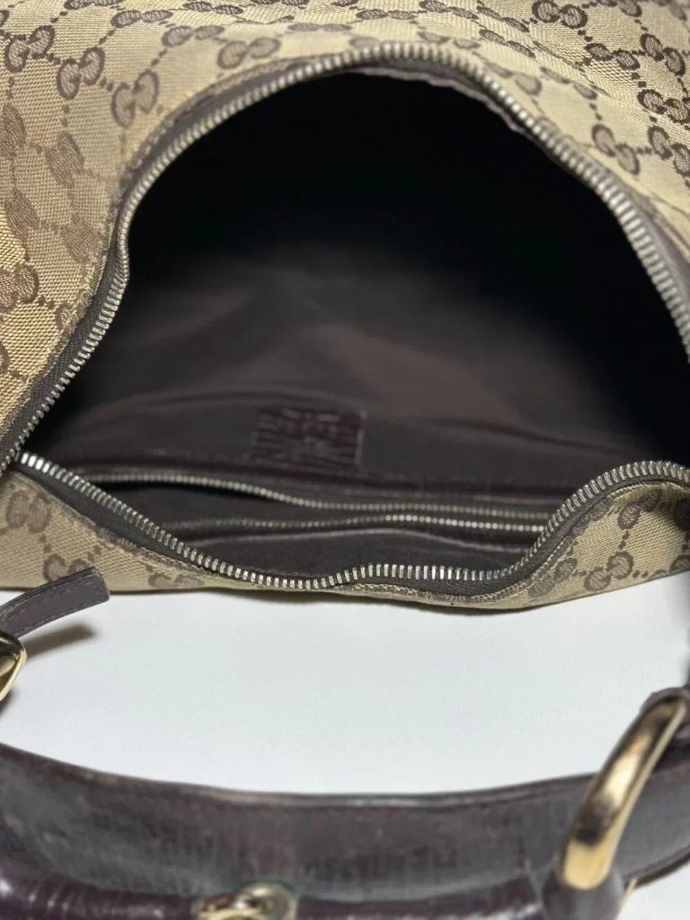 GUCCI VINTAGE GG CANVAS HORSEBIT HOBO BAG